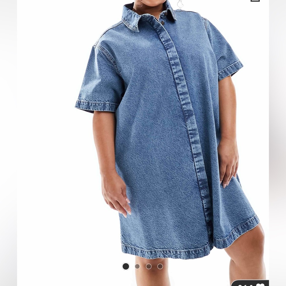 ASOS Curve Denim BNWOT short sleeve button up Blue Jean shirtdress